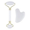 Gua sha y Roller Jade Blanco Masajeador Facial