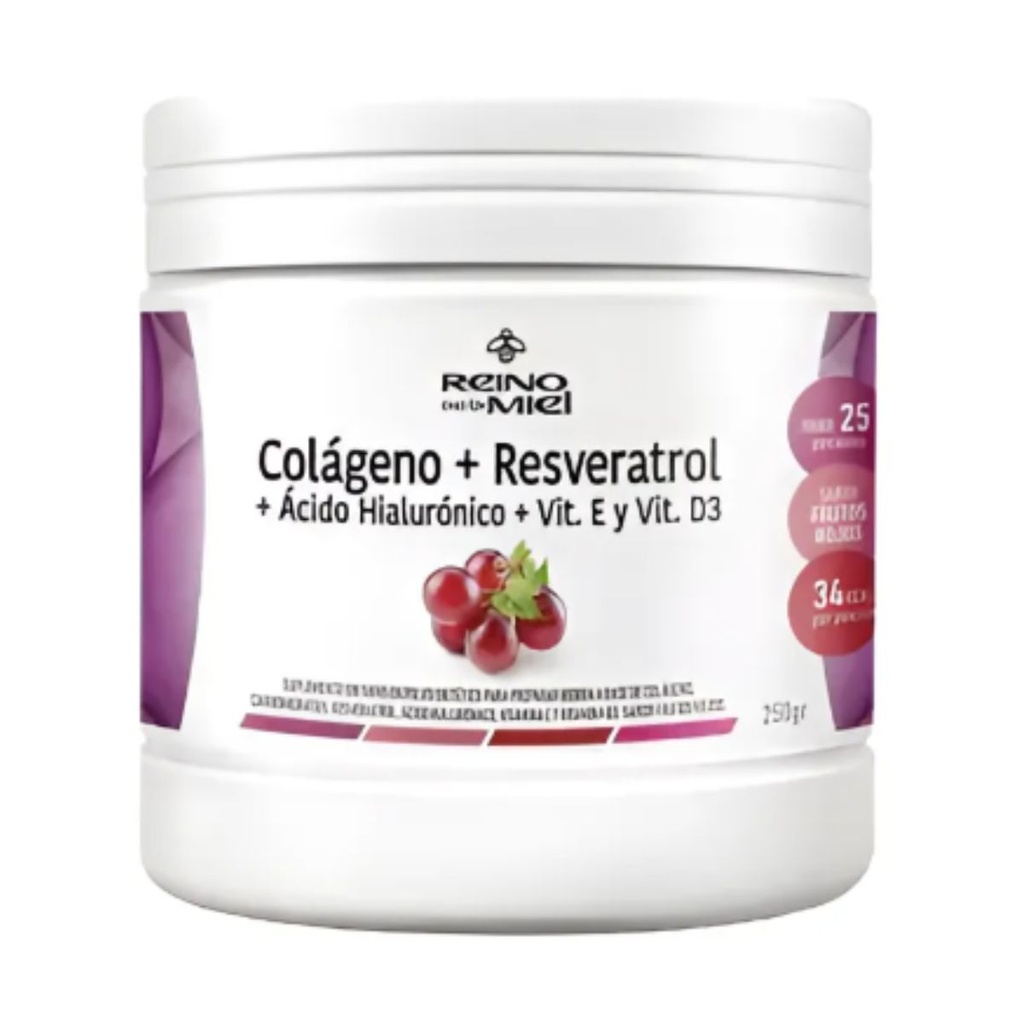 Colageno + Resveratrol En Polvo Con Acido Hialurónico Y D3 Reino