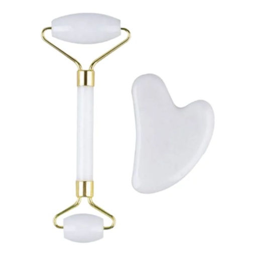 [RGSBL] Gua sha y Roller Jade Blanco Masajeador Facial