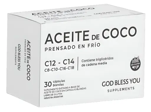 [7798318386031] Aceite de Coco Prensado en Frío (Virgen) 30 Cápsulas Blandas