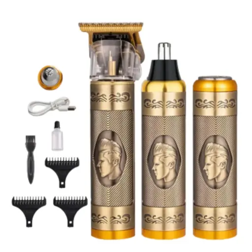 Afeitadora 3 En 1 Corta Barba, Pelo De Nariz y Patillera Grooming Set