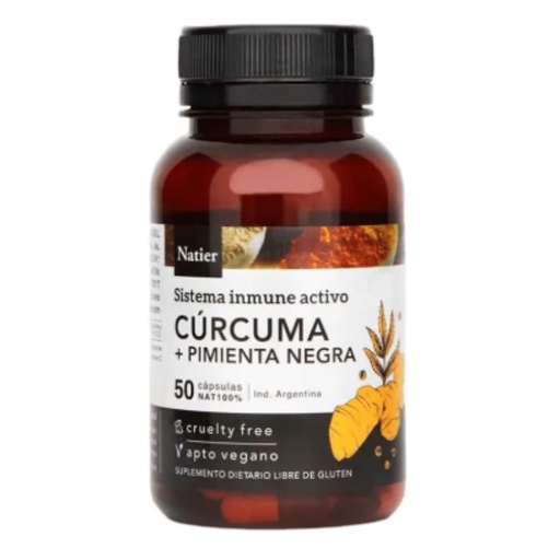 Cápsulas Cúrcuma + Pimienta Negra Natier