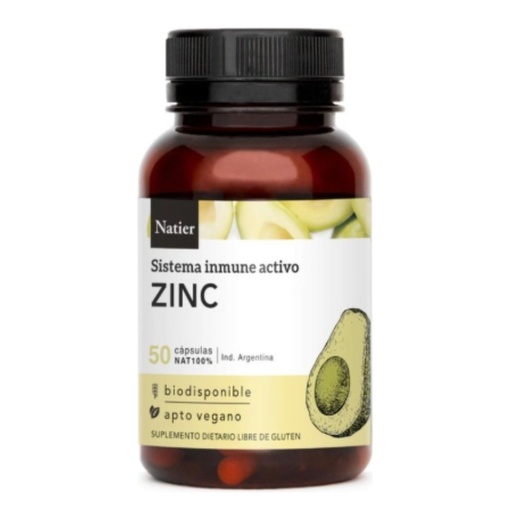 Cápsulas de Zinc Puro Concentrado Natier